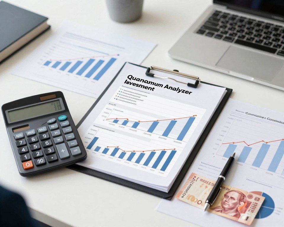 Calculadora mostrando análisis de retorno de inversión para analizador cuántico en clínica colombiana