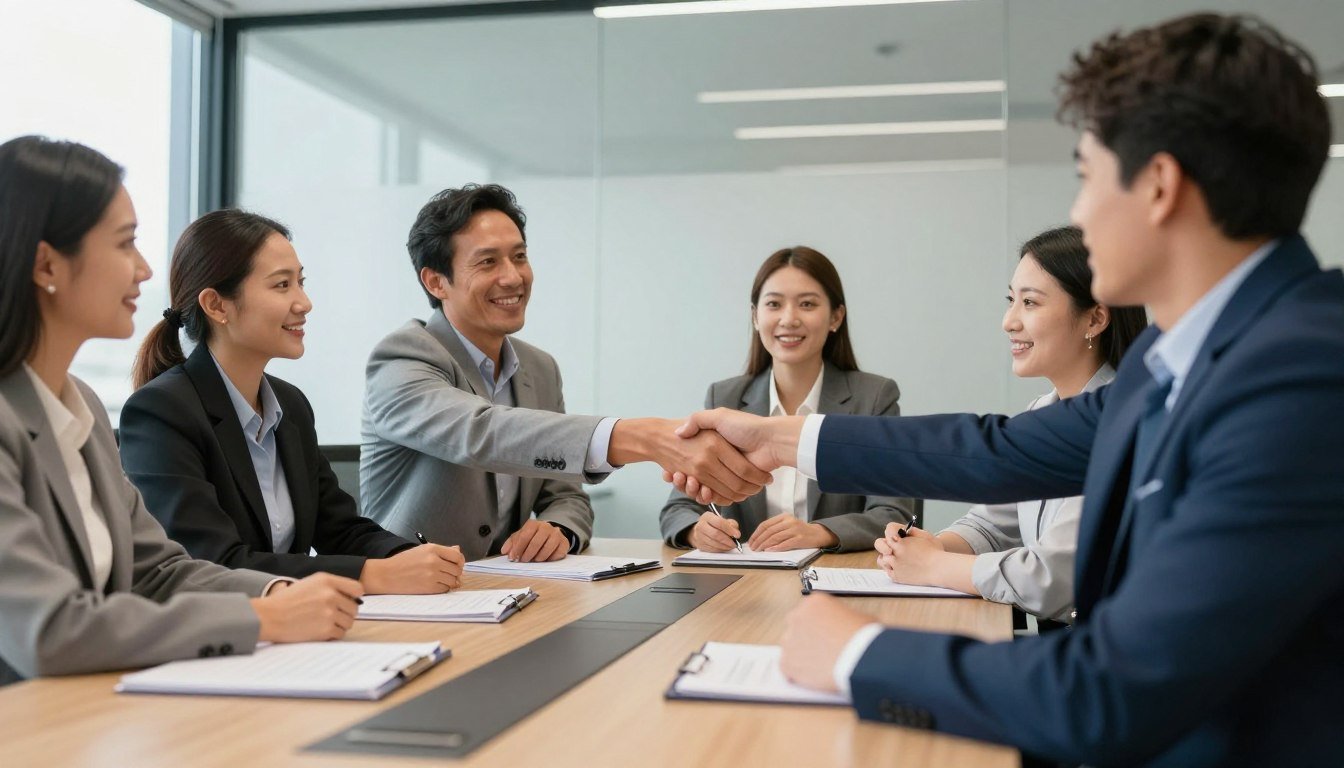Reunión de negocios para distribuidores de analizador cuantico