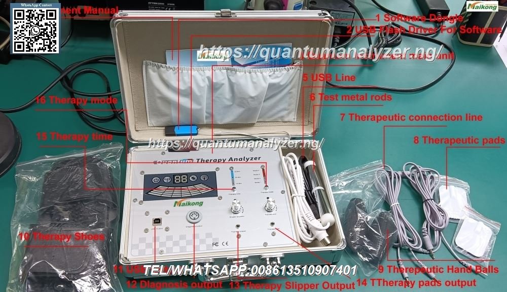 Sala de análisis con analizador cuantico en clínica