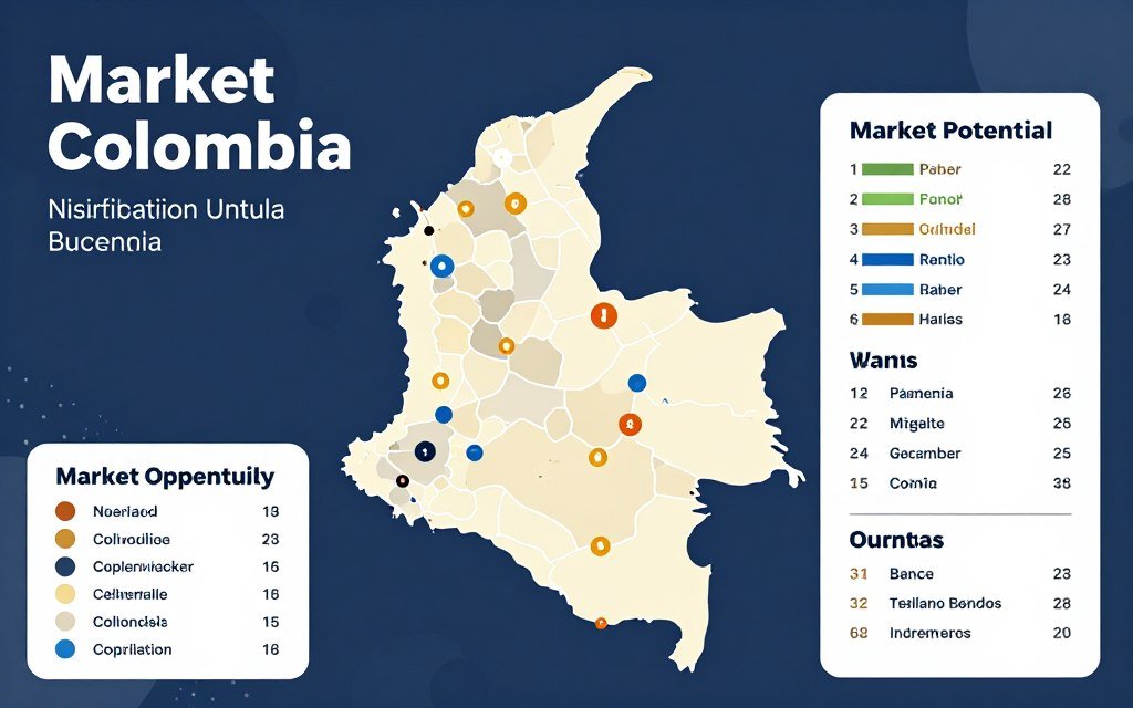 Mapa de Colombia mostrando oportunidades de distribución de analizadores cuánticos
