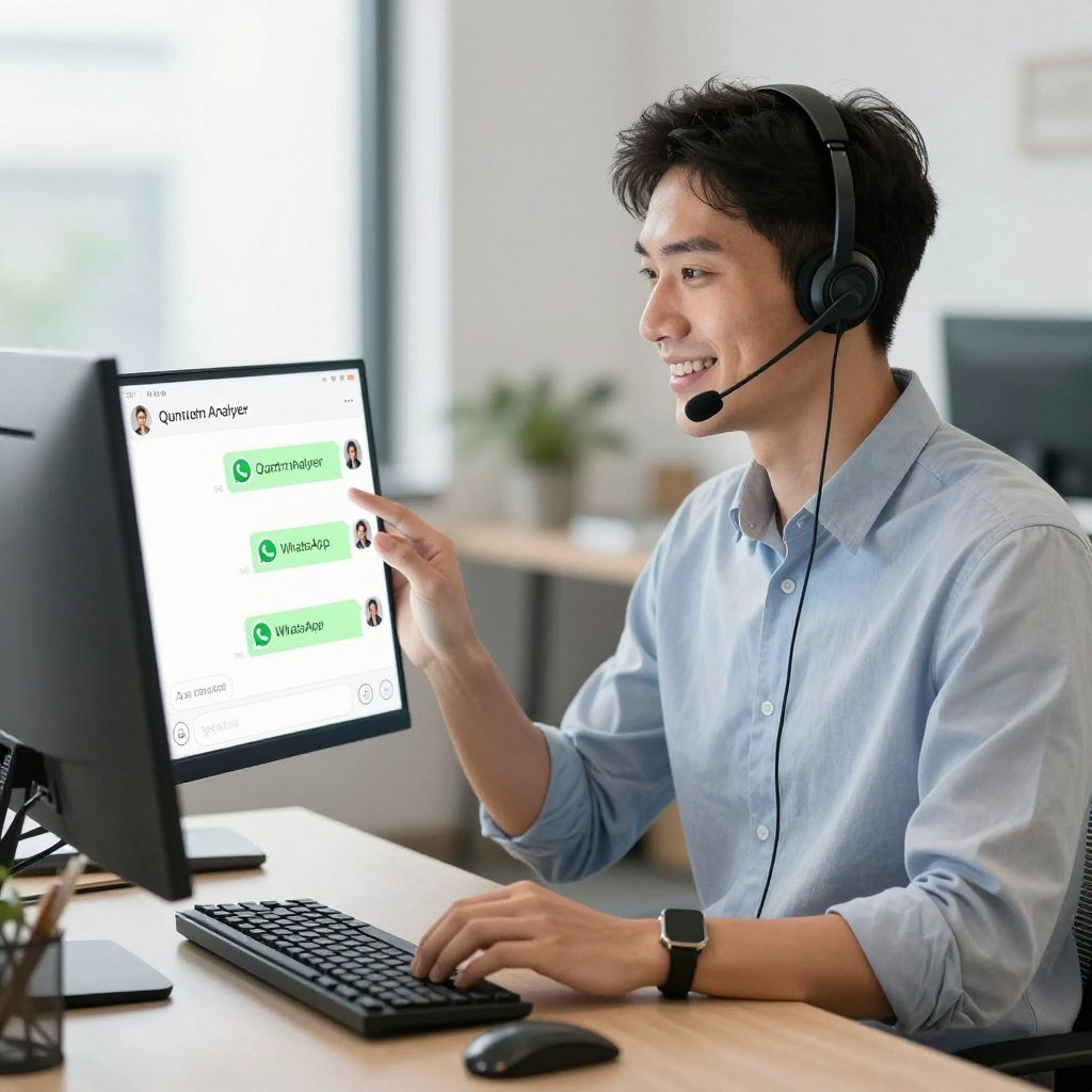 Técnico de soporte MAIKONG asistiendo remotamente vía WhatsApp con instalación de software