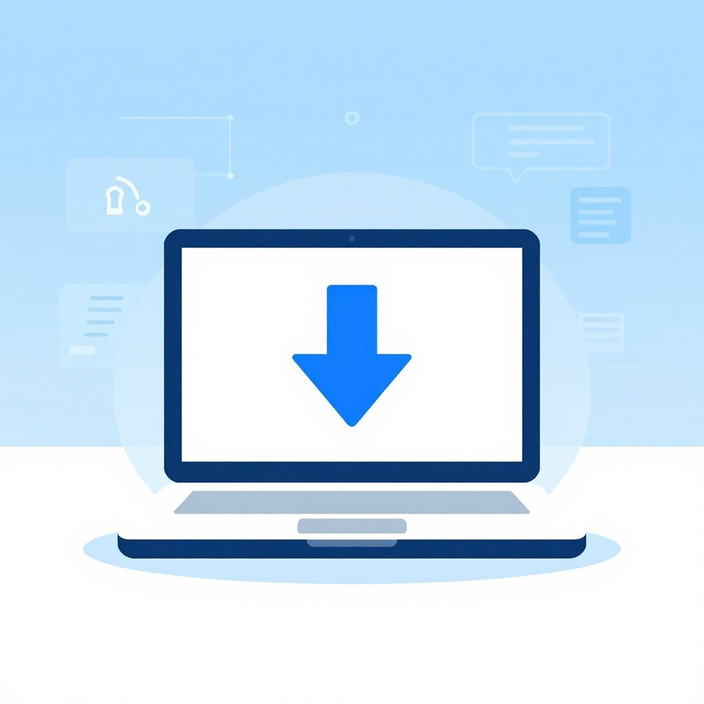 Icono de actualización de software con símbolo de descarga y computadora