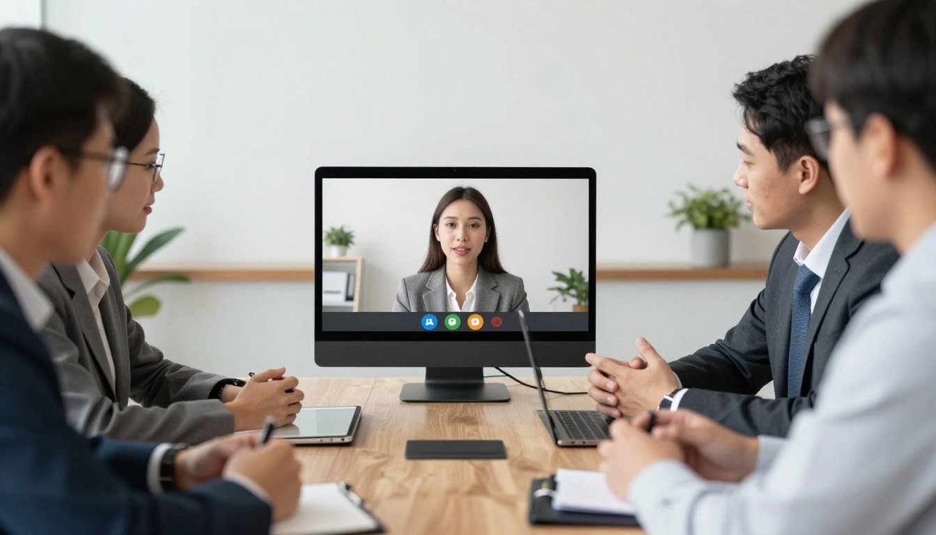 Reunión virtual distribuidor potencial con equipo MAIKONG