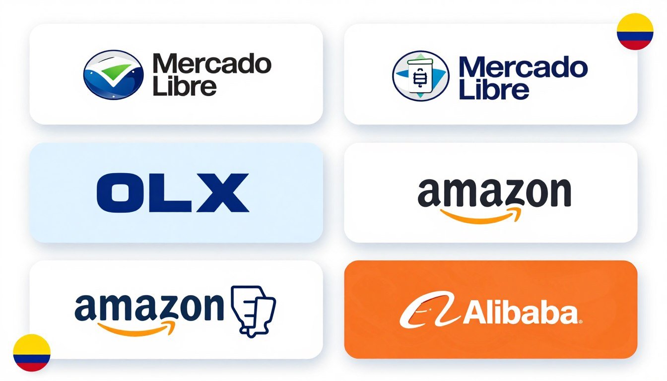 logos plataformas compra mercado libre olx amazon alibaba colombia